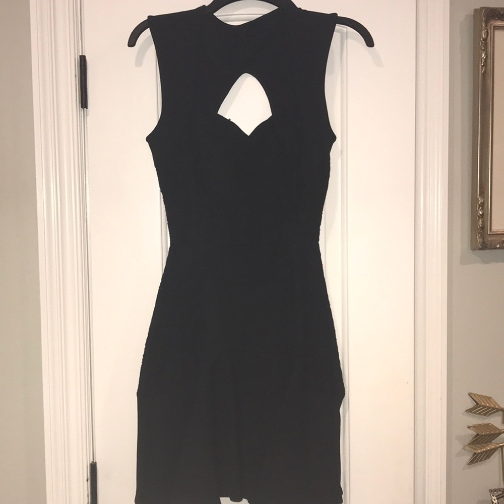 Black mini dress with heart shaped neckline